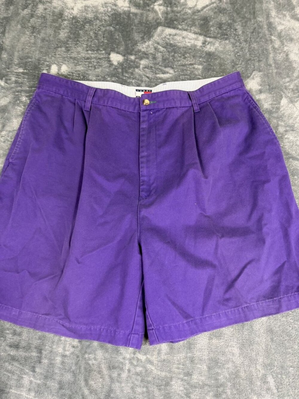 Tommy Hilfiger Mens Purple Pleated Shorts 40
